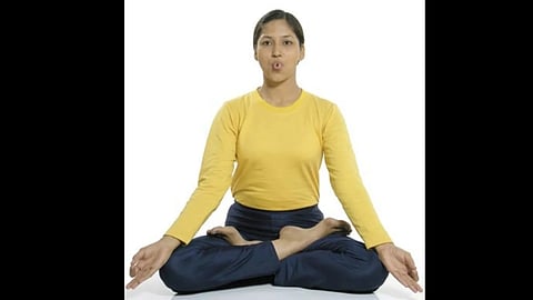 महिला योगाभ्यास करती हुई, स्वास्थ्य और मानसिक शांति के लिए योग|