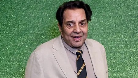 बॉलीवुड सुपरस्टार धर्मेंद्र का चित्र, इंडियन आइडल शो के संदर्भ में|