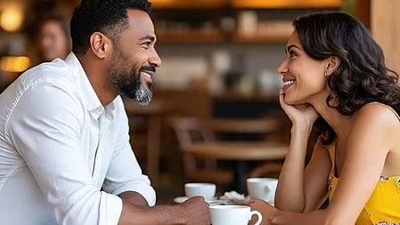 इस तस्वीर में एक लड़का और एक लड़की साथ बैठे नजर आ रहे हैं।