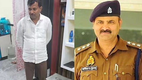 तस्वीर में एक तरफ कलाकप्पा निदागुंडी एक दिहाड़ी मजदूर, दूसरी तरफ भ्रष्ट DSP ऋषिकांत शुक्ला 
