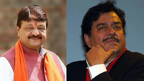 एक तरफ कैलाश विजयवर्गीय दूसरी तरफ शत्रुघन सिन्हा की तस्वीर
