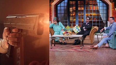 तस्वीर में एक तरफ बंदूक, दूसरी ओर बॉलीवुड अभिनेता 
