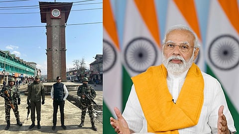तस्वीर में एक तरफ किरण पटेल, दूसरी ओर पीएम मोदी 
