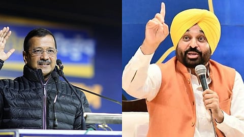 अरविंद केजरीवाल और भगवंत मान की तस्वीर 
