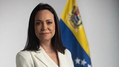 इस तस्वीर में मारिया कोरिना मचाडो को देखा जा सकता है।