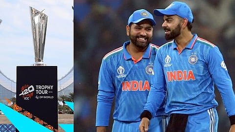 टी20 विश्व कप की तस्वीर और साथ में रोहित-विराट 
