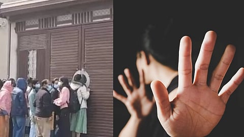 तस्वीर में पटना का होस्टल और पीड़ित लड़की  
