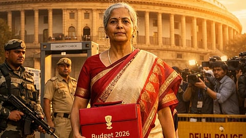 इस तस्वीर में वित्तमंत्री, पार्लियामेंट और पुलिस को देखा जा सकता है। 