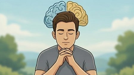 एक लड़का ध्यान कर रहा है
