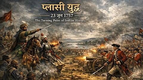  एक तरफ सिराजुद्दौला की सेना और दूसरी तरफ क्लाइव की सेना।