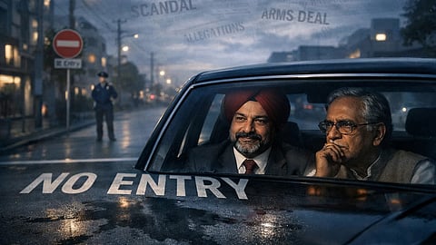 हरदीप सिंह पुरी और शिवानंद तिवारी एक कार में।