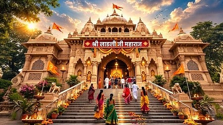 बरसाना में श्री राधारानी का मंदिर। 