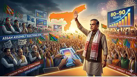 भारी बहुमत से जीतने के बाद जनता का अभिवादन करते हेमंत बिस्वा सरमा 