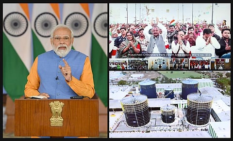 प्रधानमंत्री द्वारा किया गया गोबर र्धन बायो-सीएनजी प्लांट का उद्घाटन।(साभार: PIB)