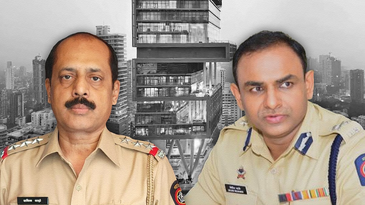 Police officials Sachin Vaze, left, and Milind Bharambe, who were named in Hiran's letter.