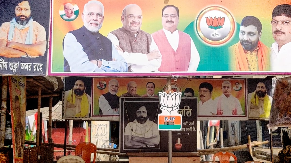 The chai shop where Manish Shukla was murdered. It's now a meeting point for BJP workers.