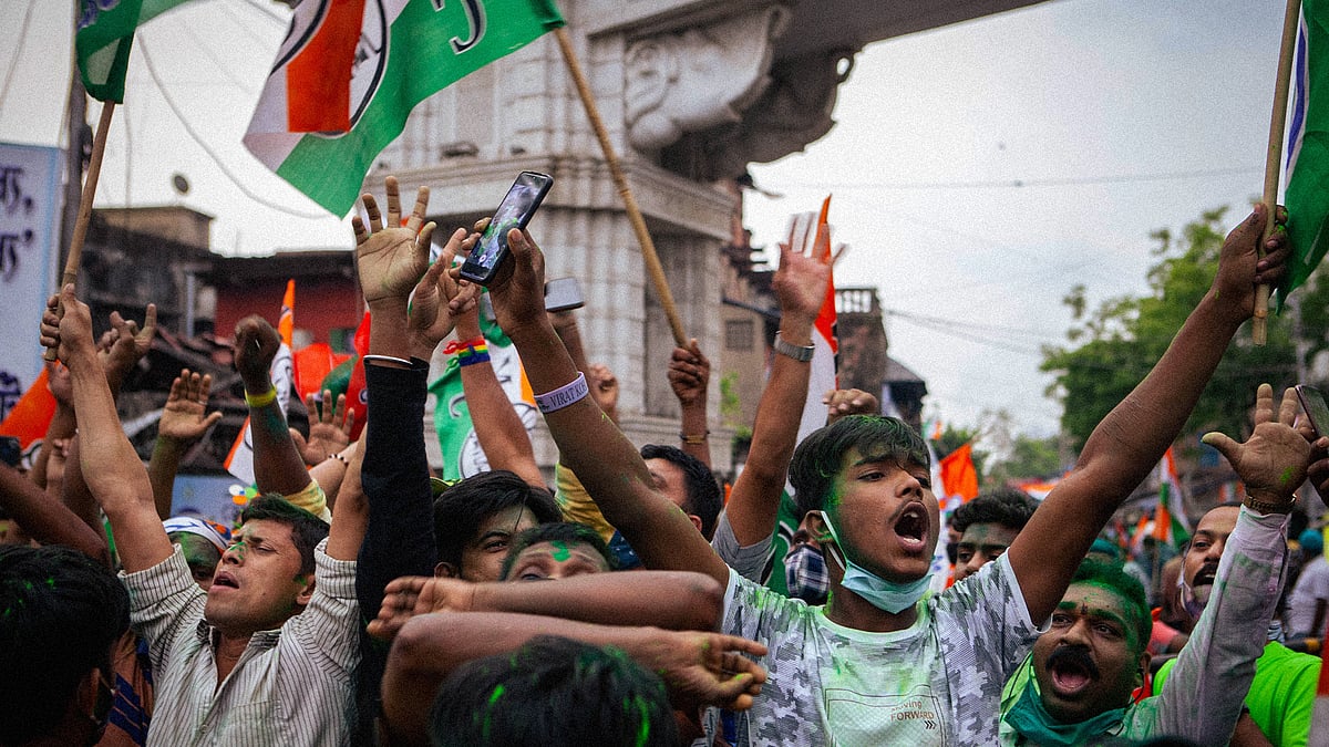Celebrations near Mamata's house in Kolkata on May 2. Photo: Arvind Kumar