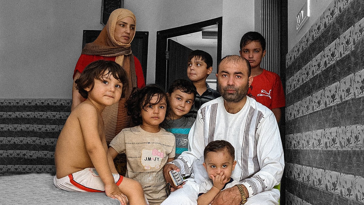 Qudsia and Zabiullah Zadi with their children in Lajpat Nagar.