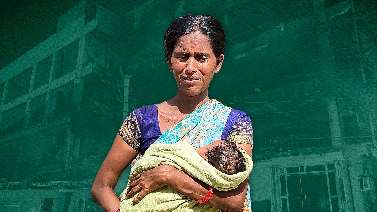 Meera Devi, whose daughter Nisha Kumari is missing after the fire.

