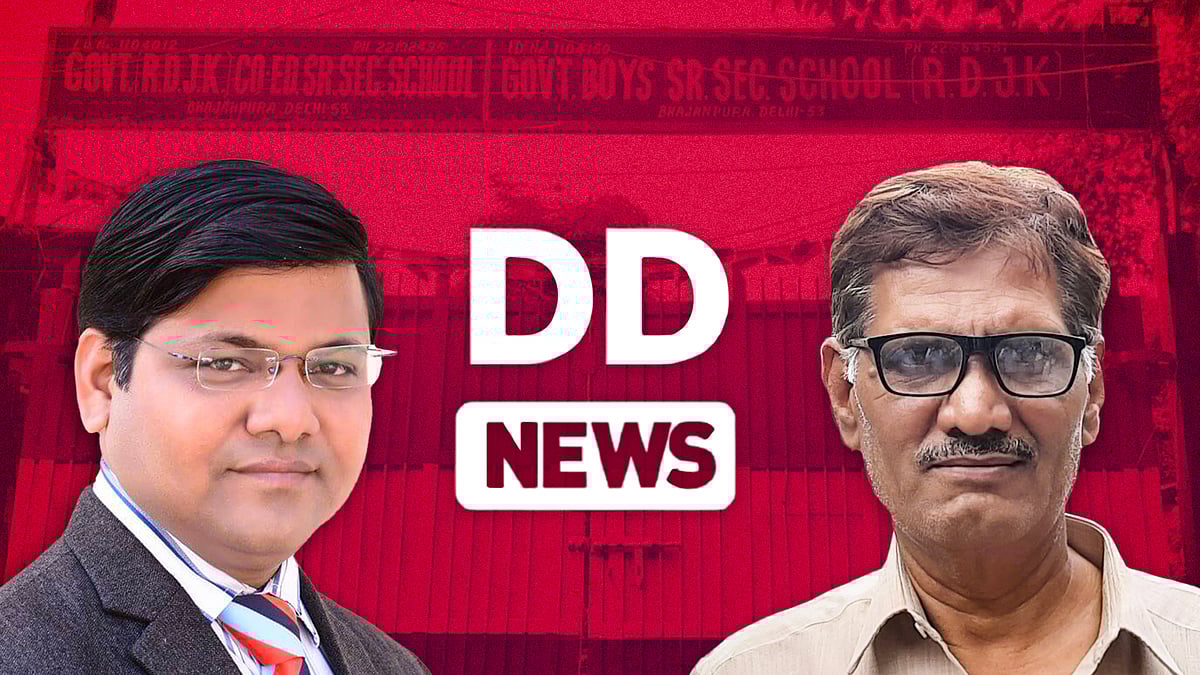 DD reporter Girish Nishan, left, and principal RK Sharma.