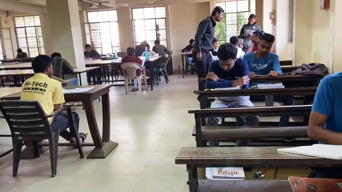 Students study in a government library in Ahmedabad.