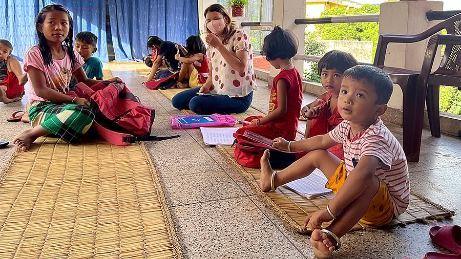 The children are given classes twice a day.