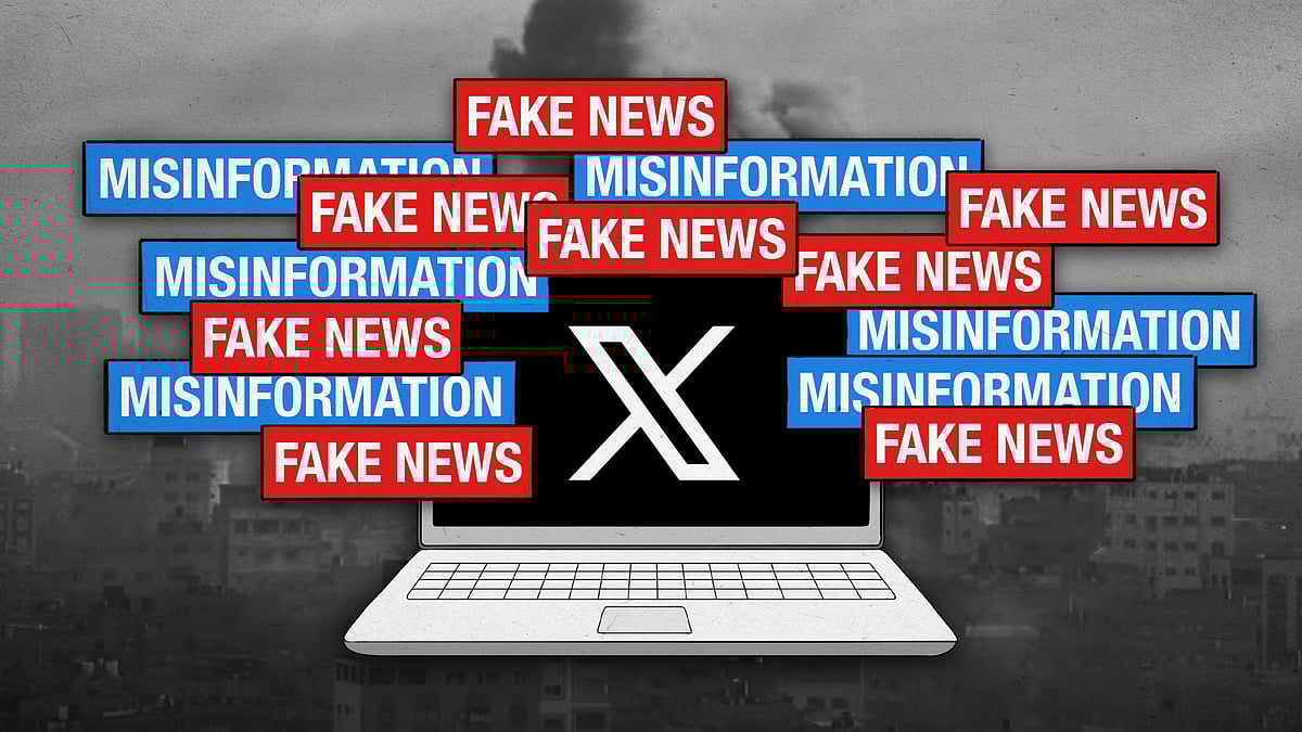 Illustration of a laptop with pop ups saying fake news and misinformation. 