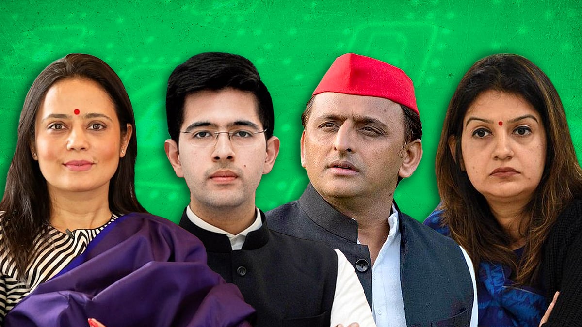 महुआ मोइत्रा, अखिलेश, प्रियंका और राघव चड्ढा की तस्वीर