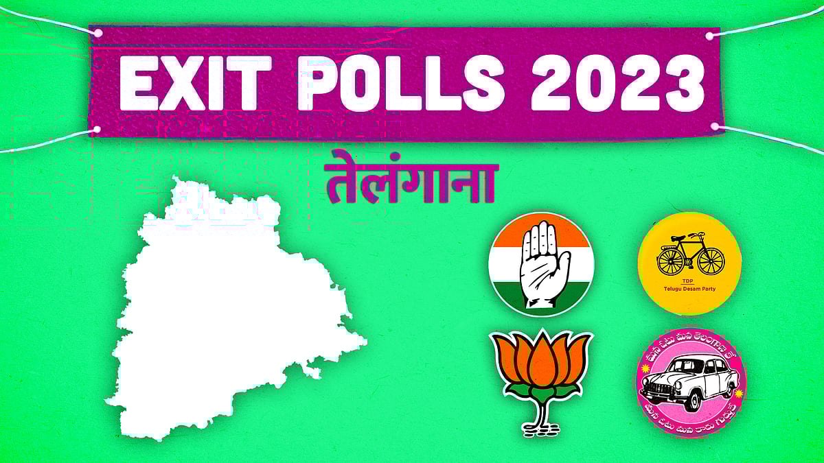 तेलंगाना का नक्शा और प्रमुख पार्टियों के लोगो 