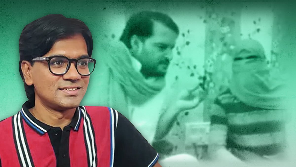 Zubair with a screenshot of Vikas Chaturvedi’s viral video in the background.