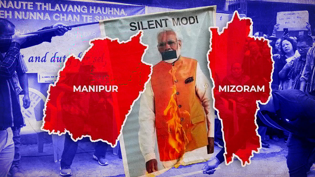 A poster at a protest about the Manipur conflict in Mizoram.