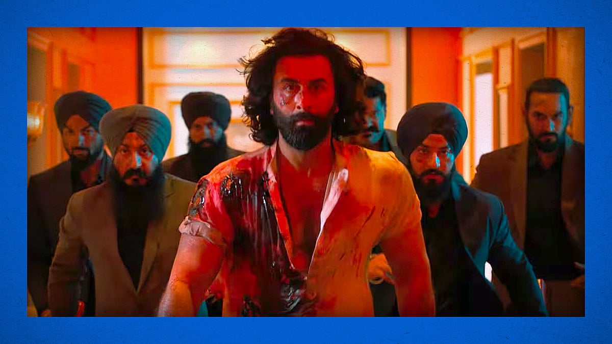 A still from the movie showing Ranbir Kapoor in a blood-soaked shirt