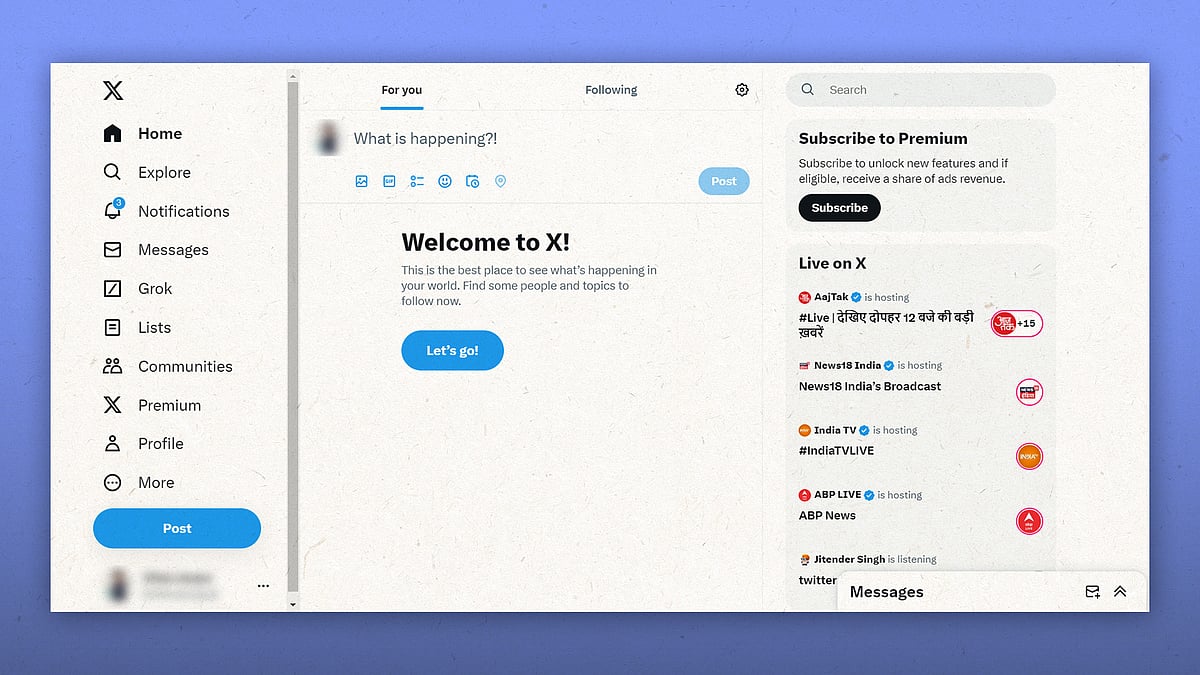 एक्स के डाउन होने पर यूजर को अपना होम पेज कुछ ऐसा नजर आ रहा था.