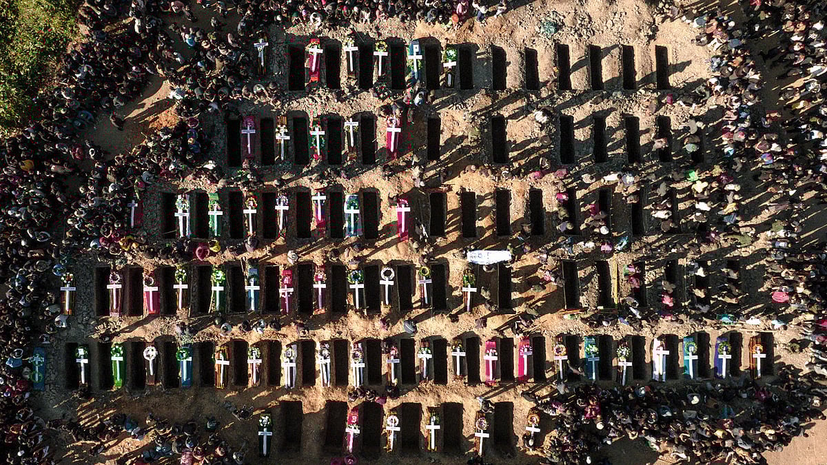 Overhead view of the mass burial at Churachandpur.