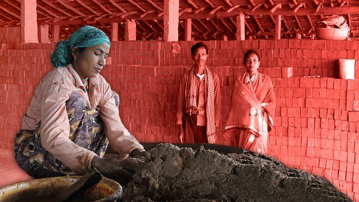 Workers at a brick kiln on the outskirts of Bengaluru.  