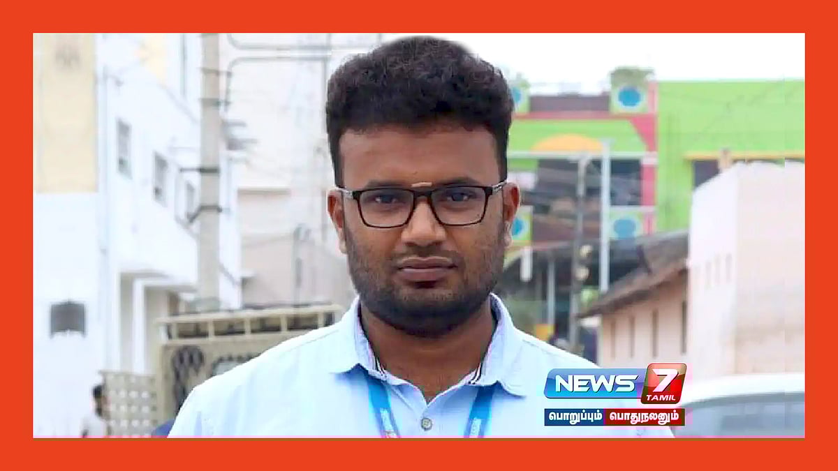 Journalist Nesaprabhu with the News7 logo.