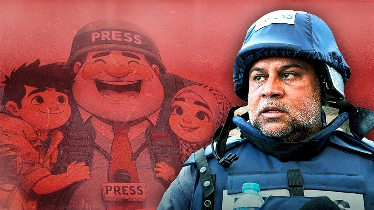 A cutout of Wael Dahdouh with a still from a video posted by his son.