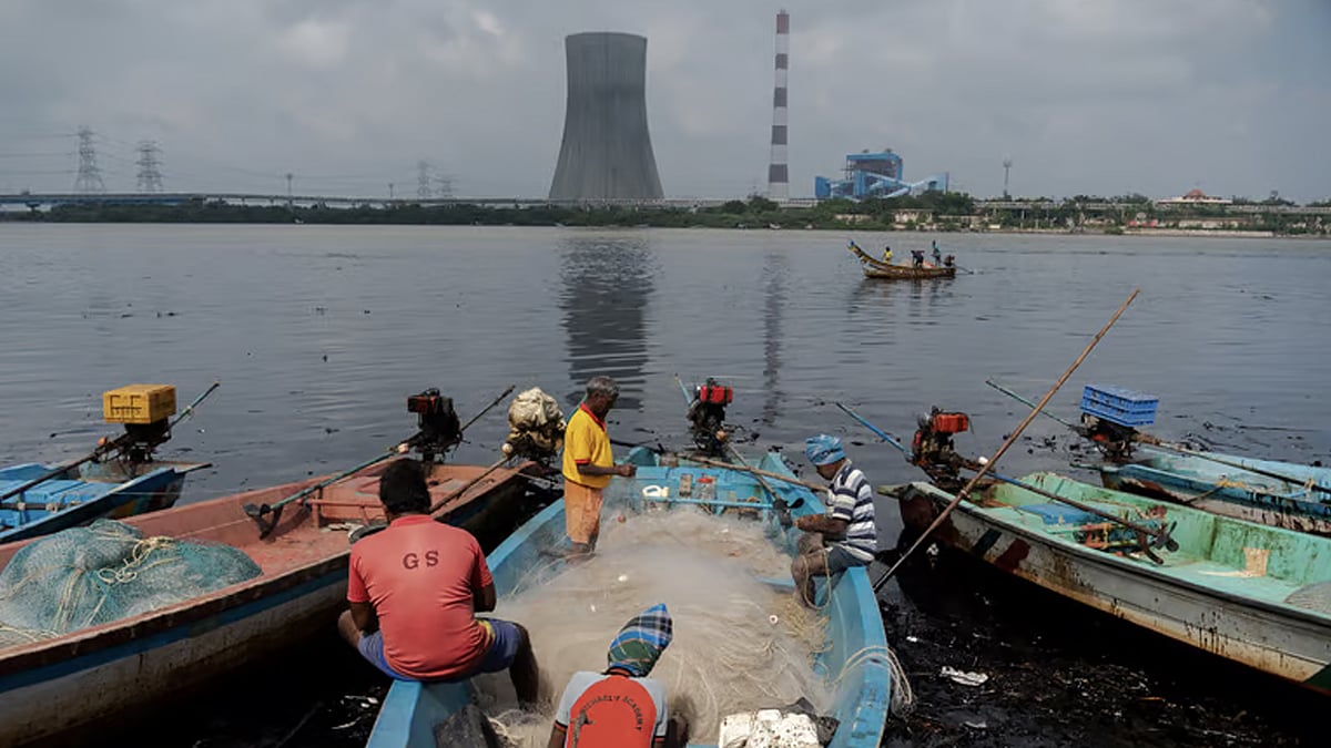 A picture of the Ennore oil spill in Chennai.  
