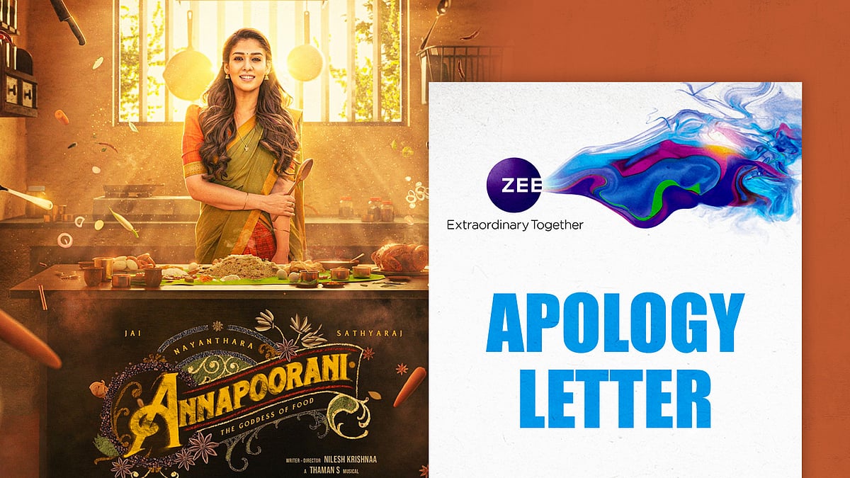 अन्नपूर्णी फिल्म का पोस्टर और ज़ी स्टूडियोज़ का लोगो 