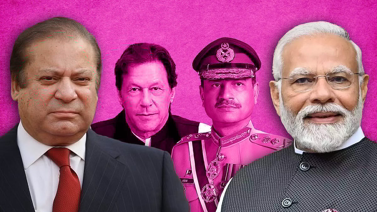 Nawaz Sharif, Imran Khan, Asim Munir, and PM Modi.