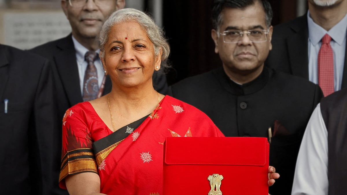 Finance minister Nirmala Sitharaman with the Union budget document. 