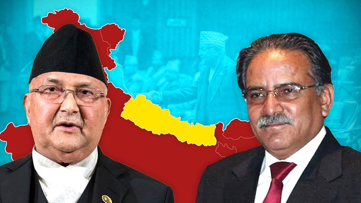 Nepal's former PM KP Sharma Oli and incumbent PM Pushpa Kamal Dahal Prachanda.