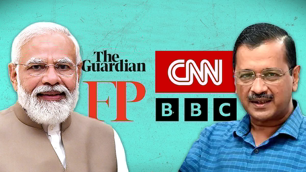 Pictures of Narendra Modi and Arvind Kejriwal.