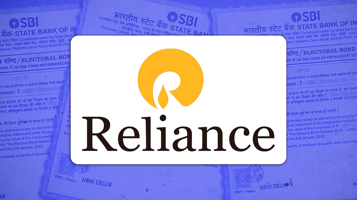 Reliance logo with the electoral bonds in the background.