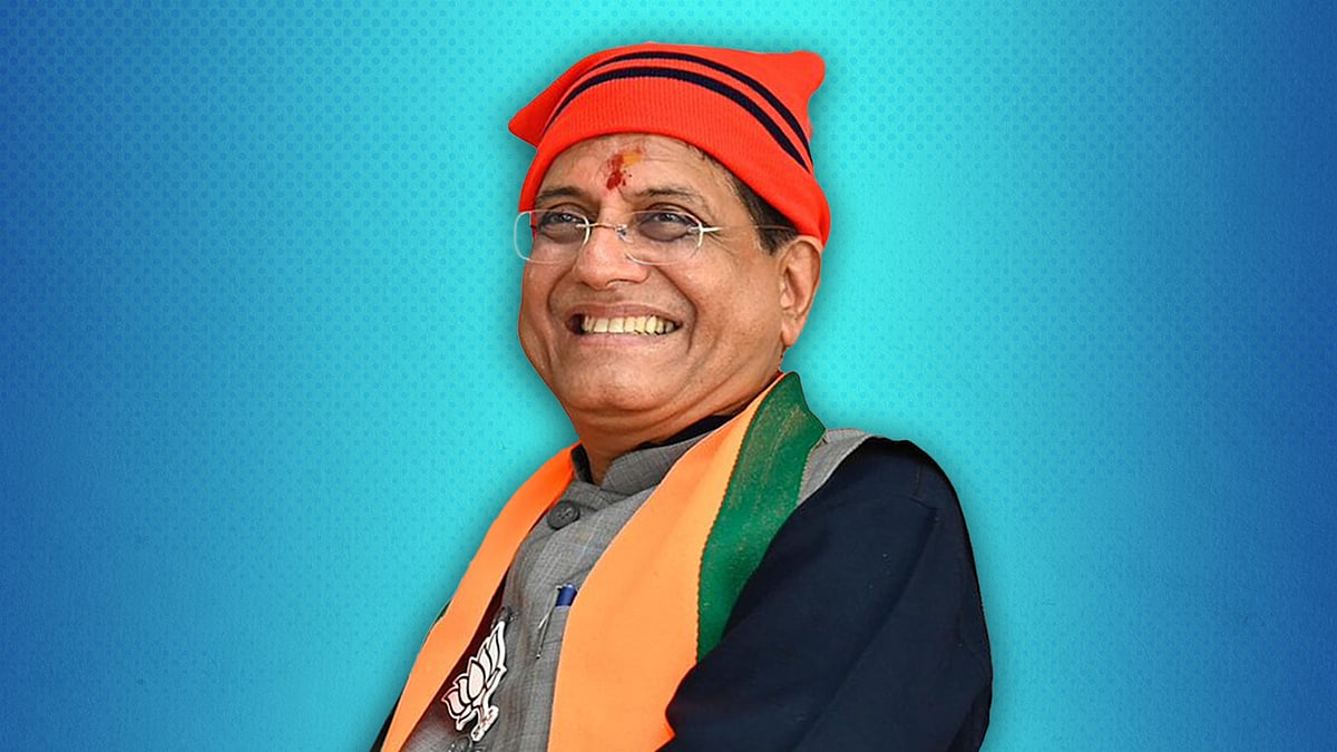 Piyush Goyal in headgear traditionally worn by Koli fishermen.