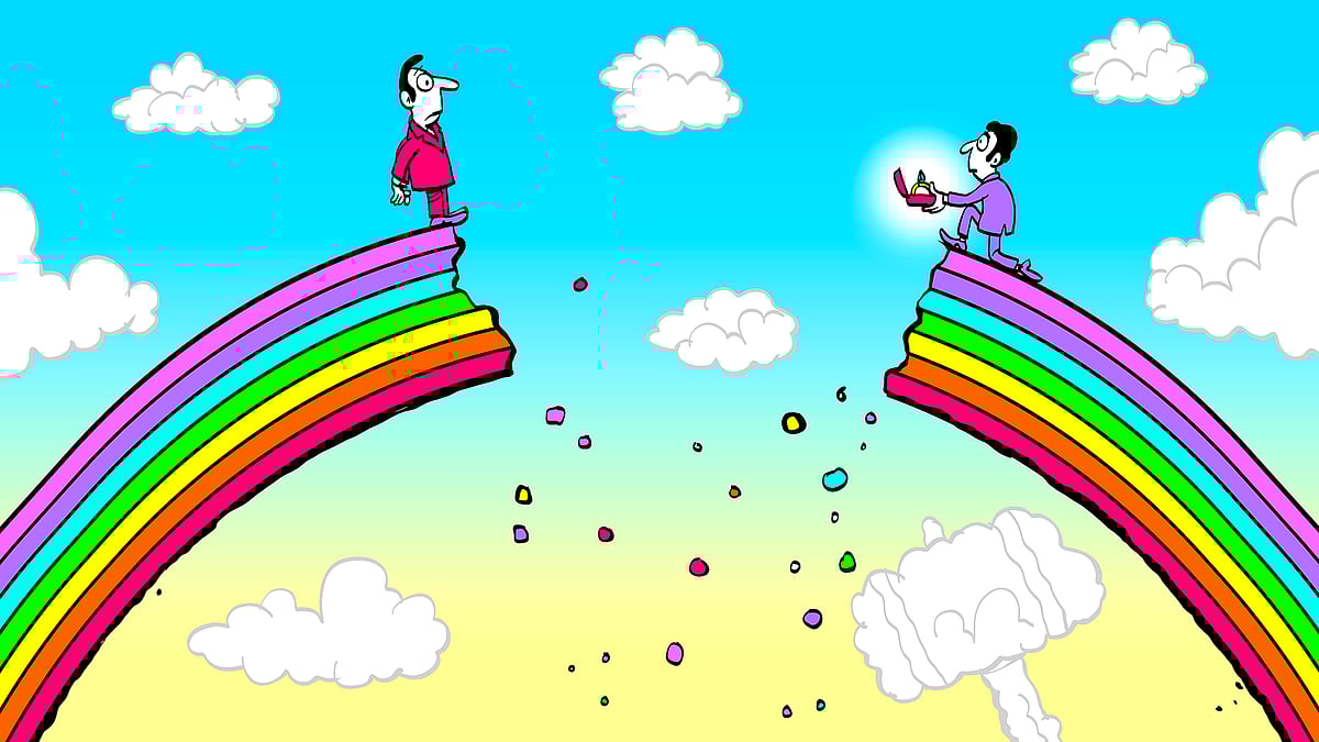 A broken rainbow.