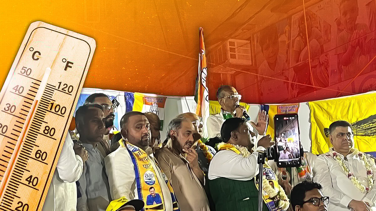 Congress candidate Jai Prakash Aggarwal campaigning on the night of May 20.