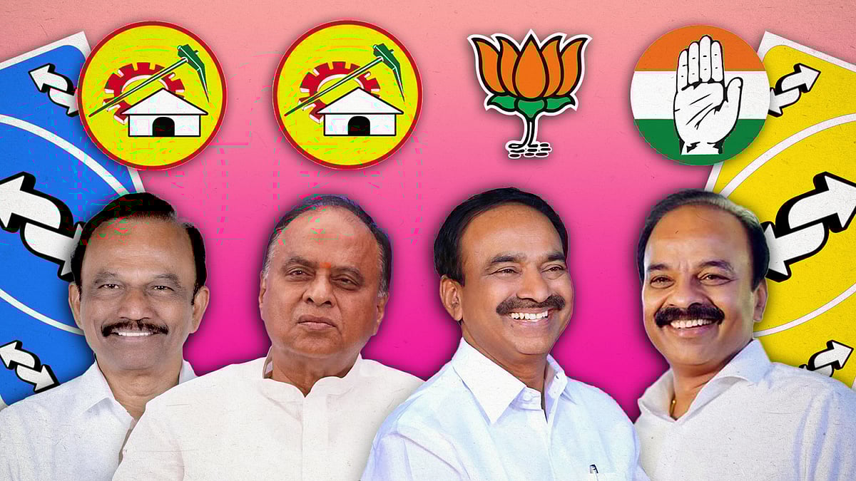 (From left to right) Magunta Reddy, Prabhakar Reddy, Etela Rajender, and Dr. Gaddam Rajith Reddy. 