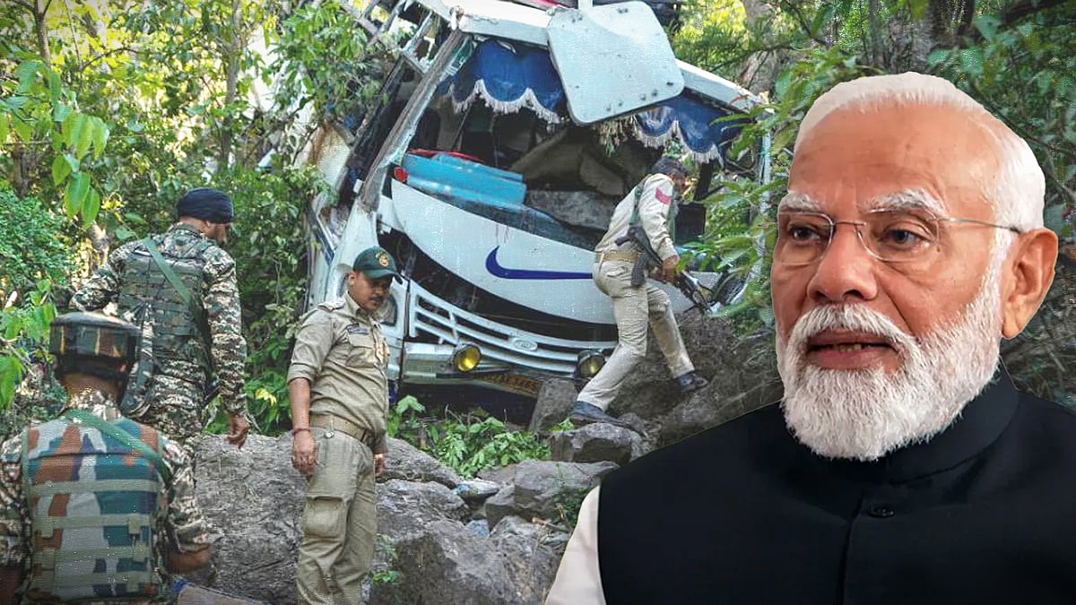 Picture of the bus attacked in Jammu and Kashmir.