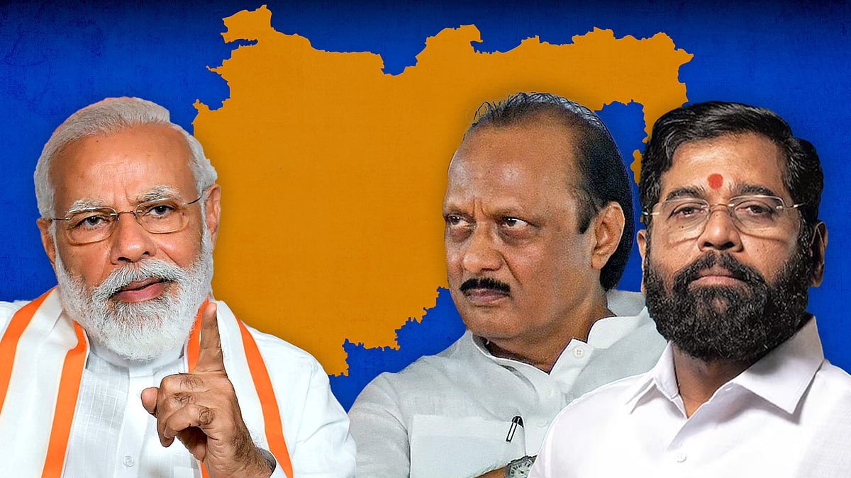 Narendra Modi, Ajit Pawar and Eknath Shinde.